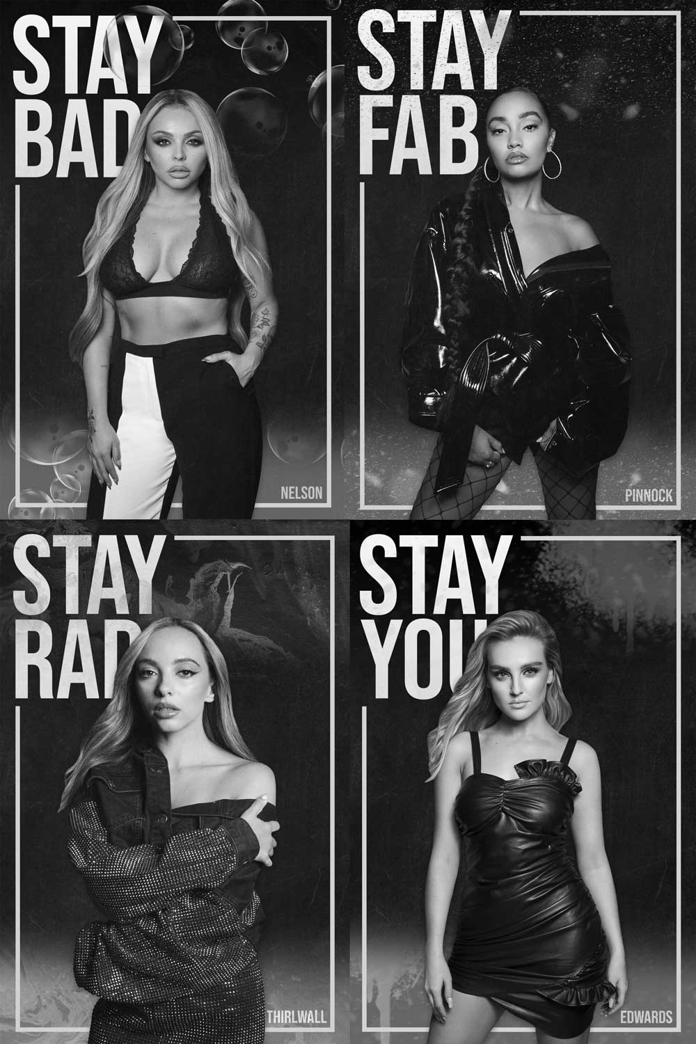 This is an image of 4 posters. It was a random concept I tried that includes the 4 members of a girl group called Little Mix